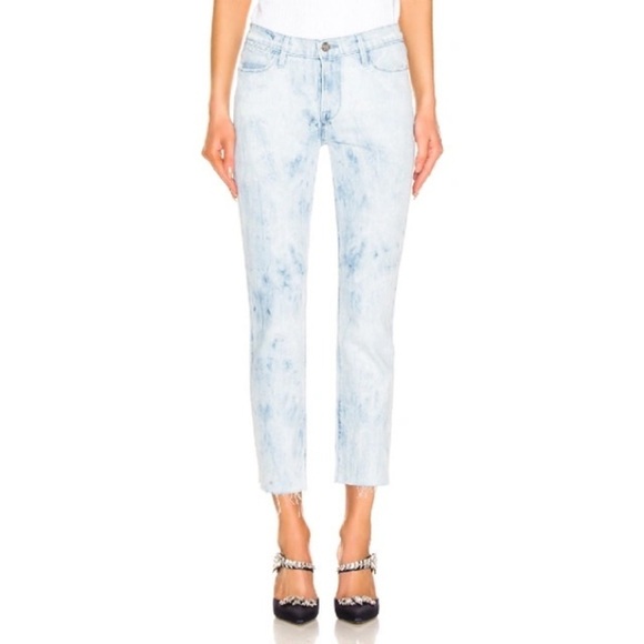 FRAME Denim Cloud Blue Le High Waisted Tie-dye Straight-leg Jeans EUC Size 29